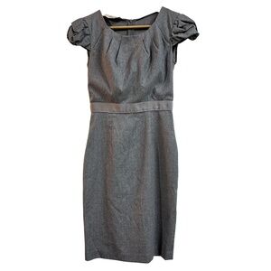 Blumarine Wool Dress Grey Gathered Cap Sleeve Knee Length Designer Womens 4 / XS